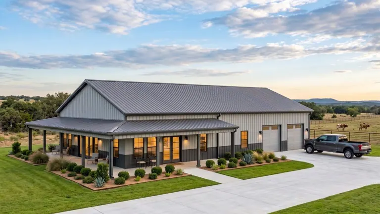 Armani A modern barndominium design created for homeowners who are seeking open-concept living, functional luxury, energy-efficient construction and flexible floor plan choices. by Metal America